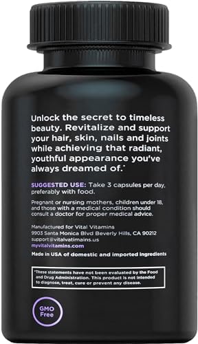 Vital Vitamins Multi Collagen Complex Plus - with Biotin, Hyaluronic Acid, Vitamin C - Type I, II, III, V, X - for Women & Men - Hair, Skin, Nails Beauty Complex - 150 Capsules