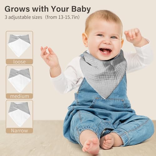 Muslin Baby Bibs,Soft Triangular Baby Bandana Drool Bibs for Baby Boy Girl,Solid Colors Bib for Drooling Teething