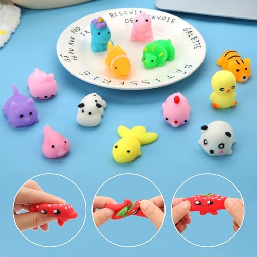 120 Pack Squishy Toys, Kawaii Squishies Party Favors for Kids 4-8 8-12 Treasure Box Toys for Classroom Birthday Xmas Gifts Goodie Bag Mini Animals Mochi Squishy Stress Relief Sensory Toys Random