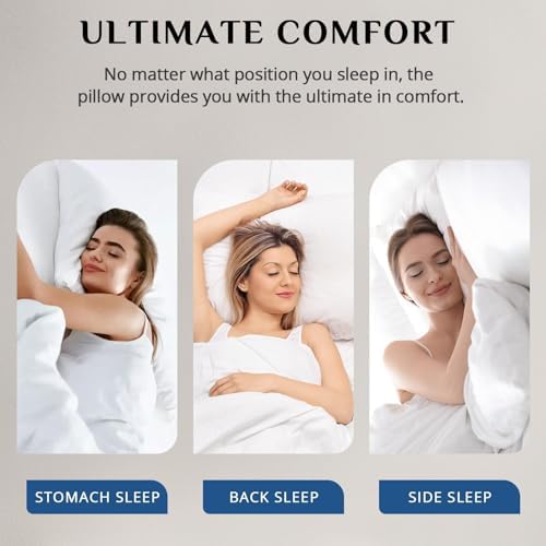 JOLLYVOGUE Pillows Queen Size Set of 2, Medium Supportive Bed Pillows with Super Soft Down Alternative Fill, Luxury Fluffy Hotel Quality for Side, Back, and Stomach Sleepers