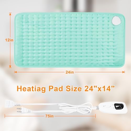 Heating Pad-Electric Heating Pads for Back,Neck,Abdomen,Moist Heated Pad for Shoulder,Knee,Hot Pad for Arms and Legs,Dry&Moist Heat & Auto Shut Off(Babygreen, 12''×24')