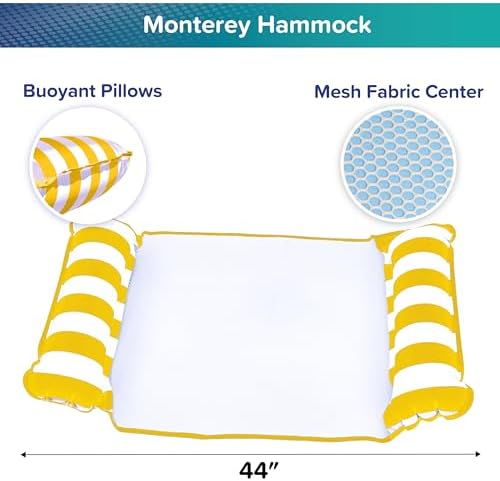 Aqua 4-in-1 Monterey Hammock Pool Float & Water Hammocks, 1-2-3-4 Multipacks – Multiple Colors/Styles – for Adults and Kids Floating