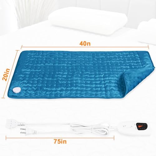 Heating Pad,Electric Heating Pads for Back,Hot Heated Pad for Abdomen,Shoulder,Knee,Multiple Temp and Auto Shut Off(Blue, 40''×20')