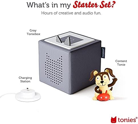 Toniebox Audio Player Starter Set with Playtime Puppy - Listen, Learn, and Play with One Huggable Little Box - Gray