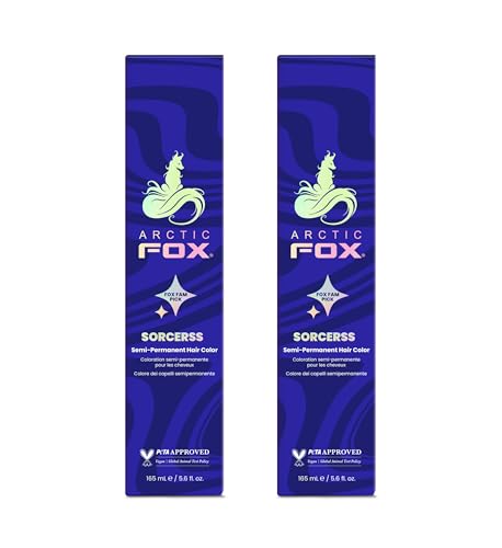 Arctic Fox Semi-Permanent Hair Color Dye, Vegan & Cruelty-Free, Ammonia-Free, Peroxide-Free, Conditioning, Midnight Blue, Sorceress, For All Hair Types, 5.6 Fl Oz (Pack of 2)