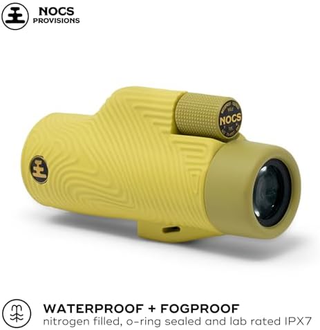 Nocs Provisions Field Tube 8x32 Waterproof Monocular, 8X Magnification Telescope, Bak4 Prism, Wide Field of View for Bird Watching, Backpacking & Wildlife Viewing - Banana Slug Yellow