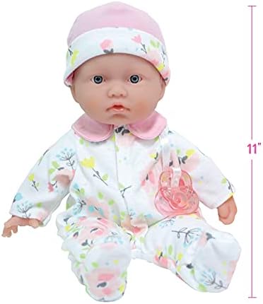 JC Toys - La Baby Travel Case Gift Set| Caucasian 11-inch Small Soft Body Baby Doll | Washable | Cute Outfit, Bottle, Pacifier & Plush Bunny | for Children 12 Months +, Pink