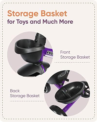 KRIDDO Kids Tricycles Age 24 Month to 4 Years, Toddler Kids Trike for 2.5 to 5 Year Old, Gift Toddler Tricycles for 2-4 Year Olds, Trikes for Toddlers, Purple