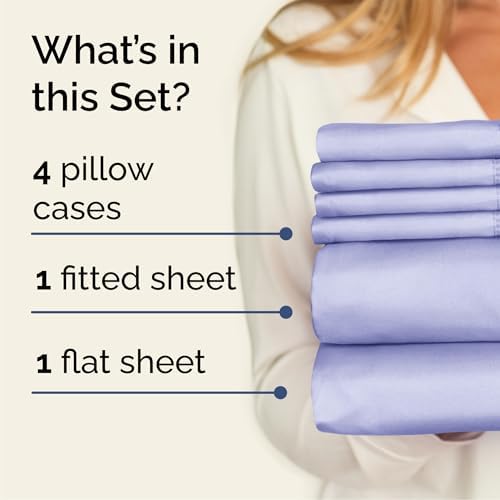 Cal King 6 Piece Sheet Set - Cooling Sheets for Hot Sleepers - Hotel Luxury Bedding Set with 8-16 Inch Deep Pockets - 1 Flat & 1 Fitted & 4 Pillowcases - Soft, Easy Care and Wrinkle Free - Lavender