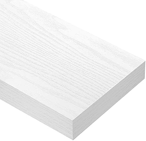 QEEIG White Bathroom Floating Shelves for Wall Shelf Over Toilet Wall Mounted Farmhouse Small 16 inch Set of 2 (008-40W)