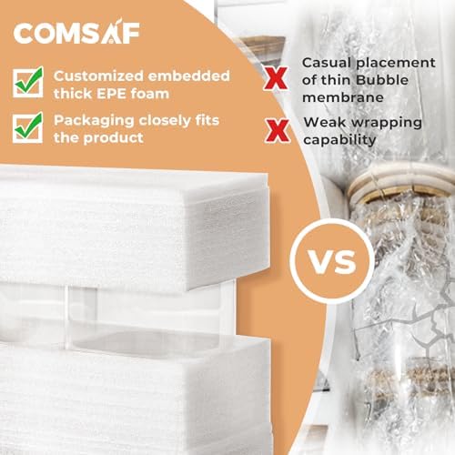 ComSaf Airtight Glass Canister Set of 3 with Lids 78oz Food Storage Jar Square - Storage Container with Clear Preserving Seal Wire Clip Fastening for Kitchen Canning Flour, Cereal, Pasta, Sugar, Beans