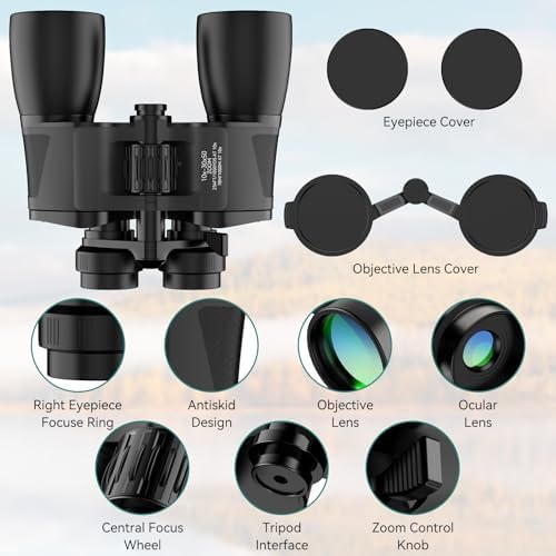 MLight 10-30X50 Zoom Binoculars for Adults, High Powered Military Binoculars for Bird Watching, Hunting, Outdoor, Hiking, Concerts Large View/Waterproof/BAK7 Prism/FMC Lens/Low Light Night Vision
