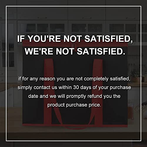 Bodaon 2-Pack Insulated Reusable Grocery Shopping Bags, X-Large Picnic Cooler Bag with Zipper Zippered Top Cold, Black with Red Edge