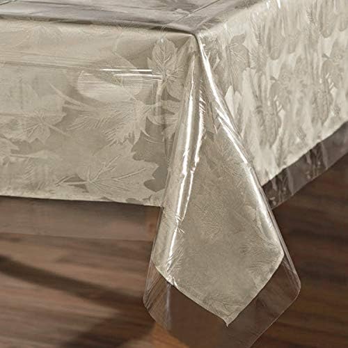 sancua Clear Plastic 100% Waterproof Tablecloth - 60 x 102 Inch - Vinyl PVC Rectangle Table Cloth Protector Oil Spill Proof Wipe Clean Table Cover for Dining Tables, Parties & Camping, Crystal Clear