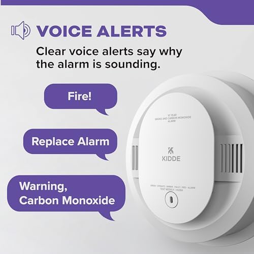 Kidde Hardwired Smoke & Carbon Monoxide Detector, 10-Year Battery Backup, Voice Alerts, Interconnectable LED Warning Light Indicators, 4 Pack