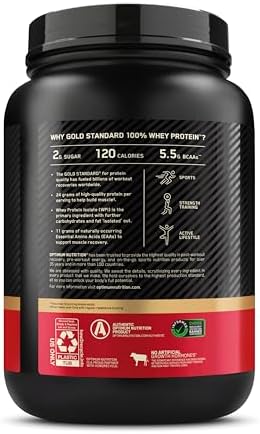Optimum Nutrition Gold Standard 100% Whey Protein Powder, Double Rich Chocolate 1.98 Pound (Packaging May Vary)