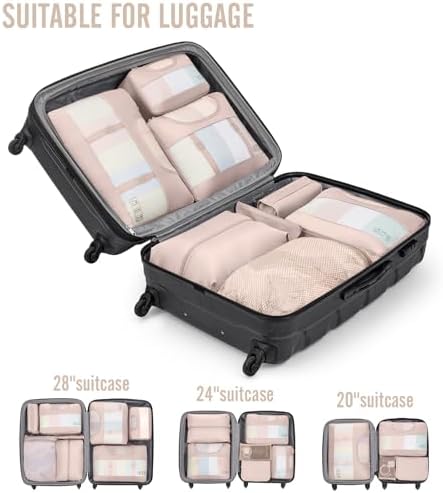Veken 10 Set Packing Cubes for Travel, Beach Vacation Essentials Accessories for Cruise Ship, Suitcase Organizer Bags for Luggage with Hanging Toiletry & Shoe Bag, Birthday Gifts for Women Mom Her