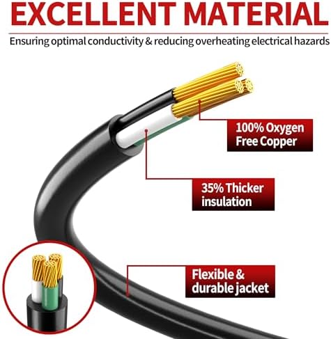 16/3 100 Ft Outdoor Extension Cord Waterproof, Weatherproof & Flame Retardant Heavy Duty Black 3 Prong Power Cord Outside for Lawn & Garden, 10A 1250W 125V 16AWG SJTW, ETL Listed