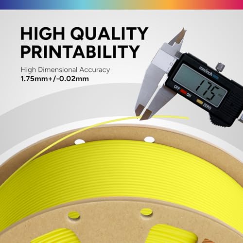OVERTURE PLA Filament 1.75mm, Neatly Wound 3D Printer Filament 1kg Spool (2.2lbs), Dimensional Accuracy +/- 0.02 mm, Fit Most FDM 3D Printers (Highlight Yellow)