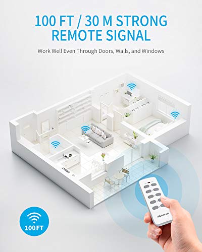 Remote Control Outlet Wireless Light Switch for Household Appliances, Expandable Remote Light Switch Kit, Up to 100 ft Range, FCC Certified, ETL Listed, White (5 Outlets + 2 Remotes)