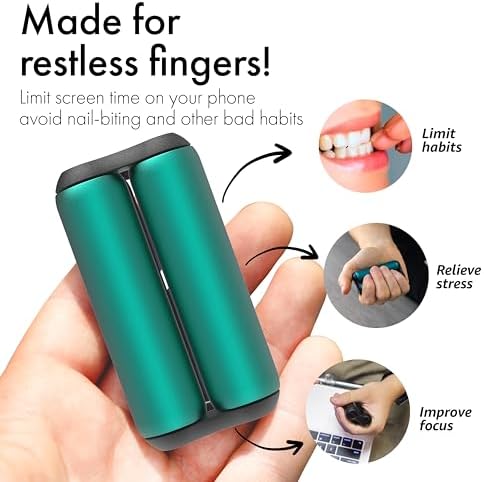 ONO Roller - Handheld Fidget Toy for Adults | Help Relieve Stress, Anxiety, Tension | Promotes Focus, Clarity | Compact, Portable Design (Junior Size/Aluminum, Teal)