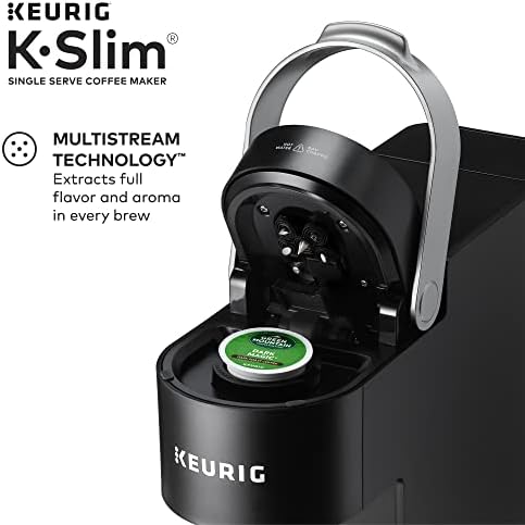 Keurig K-Slim Single Serve K-Cup Pod Coffee Maker, Multistream Technology, 3 Brew Sizes, Slim and Sleek Design, 46oz Removable Reservoir, Black