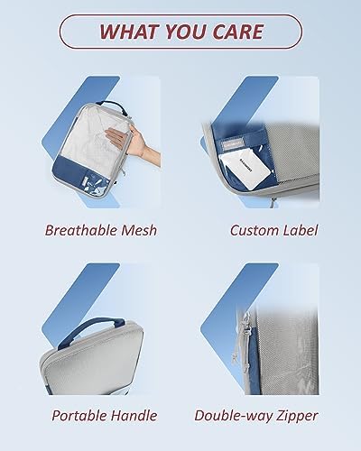 BAGSMART 6 Set Compression Packing Cubes - Lightweight Travel Essentials, Durable Luggage Organizer