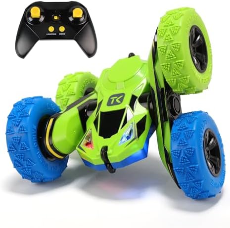 Threeking RC Stunt Car Remote Control Cars with Lights Double-Sided Driving Indoor Outdoor Toys Gifts Presents for 6 7 8 9 10 11 12 Year Old Kids Boys Girls
