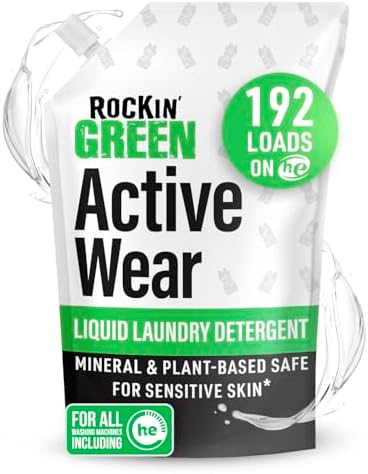 Rockin' Green Laundry Detergent, Plant based, All Natural Laundry Detergent Powder, Vegan and Biodegradable Odor Fighter, Safe for Sensitive Skin (Liquid Laundry Detergent 192 Loads - Unscented)