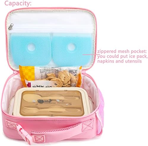 FlowFly Kids Lunch box Insulated Soft Bag Mini Cooler Back to School Thermal Meal Tote Kit for Girls, Boys, Glitter-RainBow