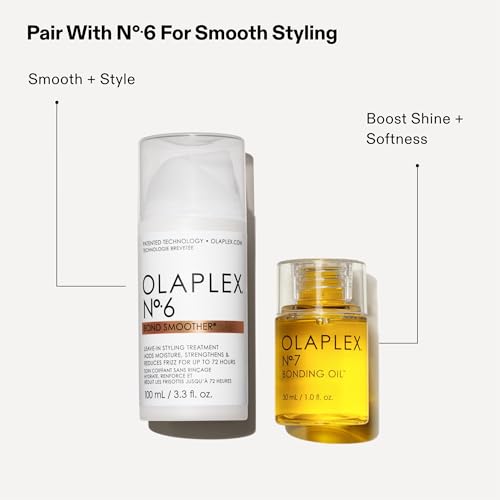 Olaplex No. 7 Bonding Oil, Concentrated High Shine Oil, Heat Protectant, Visibly Smooths & Softens Hair, Added Color Vibrancy, Up to 72 Hour Frizz Control, For All Hair Types, 1 fl oz