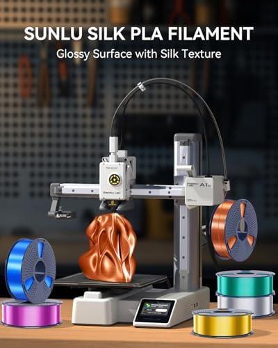 SUNLU 3D Printer Silk Filament,Shiny Silk PLA Filament 1.75mm, Smooth Silky Surface, Great Easy to Print for 3D Printers, Dimensional Accuracy +/- 0.02mm, Silk Bronze 1KG
