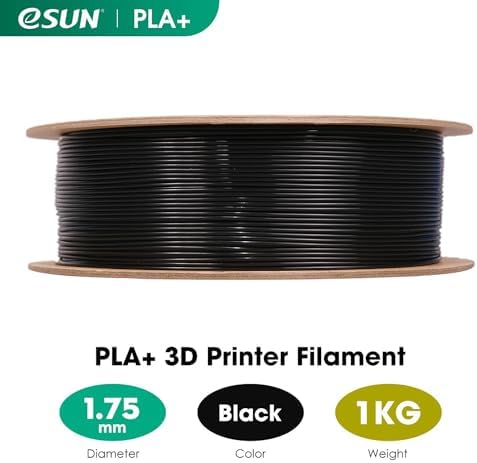 eSUN PLA+ Filament 1.75mm, 3D Printer Filament PLA Plus, Dimensional Accuracy +/- 0.03mm, 1KG Spool (2.2 LBS) 3D Printing Filament for 3D Printers, Black