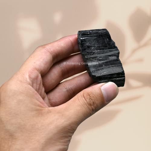 Amazing Gemstone Black Tourmaline Crystals Rough Stone in Bulk, 1lb Regular Pieces Turmalina Negra Piedra Originales, Large Black Tourmaline Crystal Healing Stones for Protection - Crafts Making