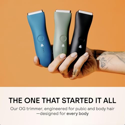 MERIDIAN The Trimmer Original - Body Hair Trimmer for Men, Electric Shaver for Pubic Hair, Chest, Legs & Bikini, Waterproof & Rechargeable, Sky