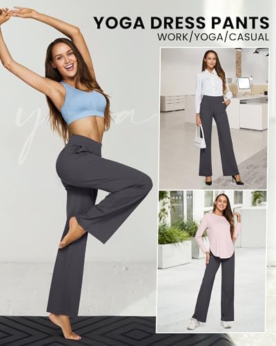 G4Free Yoga Pants Women Wide Leg Pants with Pockets High Waist Stretch Dress Casual Sweatpants Petite/Regular/Tall
