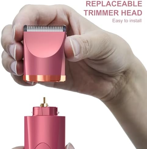 OLOV Electric Body Hair Trimmer - Groin Trimmer for Men - Bikini Trimmer Women - Wet/Dry Shaver Groomer, Replaceable Ceramic Blade Heads, USB Recharge Dock, Waterproof Hygiene Razor, Red