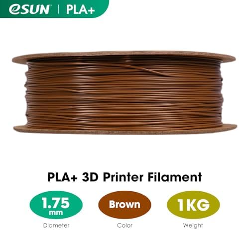 eSUN PLA+ Filament 1.75mm, 3D Printer Filament PLA Plus, Dimensional Accuracy +/- 0.03mm, 1KG Spool (2.2 LBS) 3D Printing Filament for 3D Printers, Brown