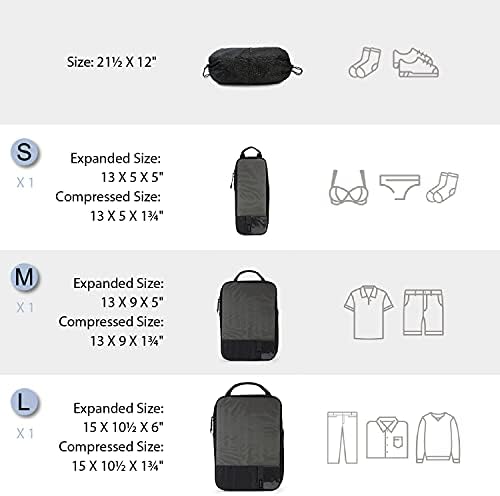 BAGSMART 6 Set Compression Packing Cubes - Lightweight Travel Essentials, Durable Luggage Organizer