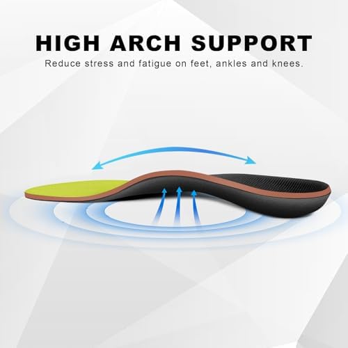 Plantar Fasciitis Feet Insoles Arch Supports Orthotics Inserts Relieve Flat Feet, High Arch, Foot Pain Lime Yellow