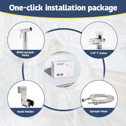 Handheld Toilet Bidet Sprayer for Toilet-Adjustable Water Pressure Control with Bidet Hose for Feminine Wash, Stainless Steel Brushed Nickel Cloth Diaper for Baby Wash (Stainless Steel, 1)