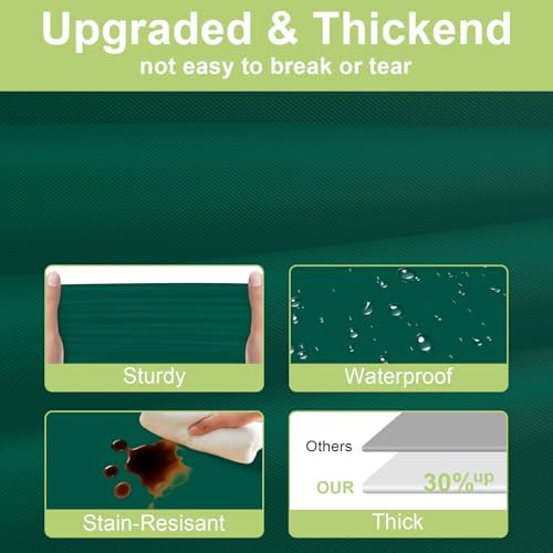QIKSION 12 Pack Dark Green Plastic Tablecloths, Rectangular, 54 x 108 Inches, Fits 6 to 8 Foot Tables, Disposable, Perfect for Parties, Weddings, Birthdays, and More