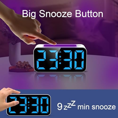 Loud Alarm Clocks for Bedrooms Heavy Sleepers, Digital Clock with Night Light, Large Display, Dual Alarm, Snooze, Dimmable Bedside Alarm Clock for Kids Teens Boys Girls