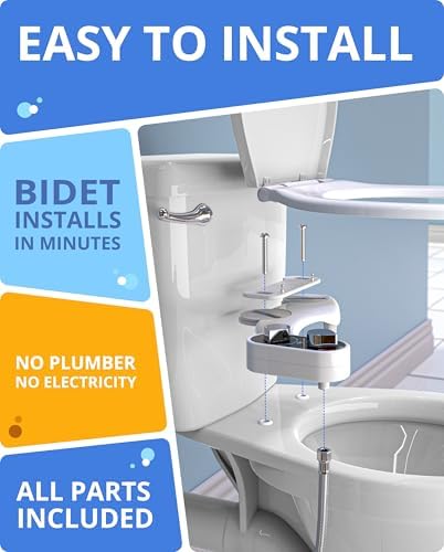 CLEAR REAR Bidet Attachment for Toilet – Non-Electric, Self-Cleaning - Adjustable Water Pressure Nozzle - Bidet Attachment for Toilet Seat with Front & Rear Wash, Hygienic Bathroom Upgrade (Black)