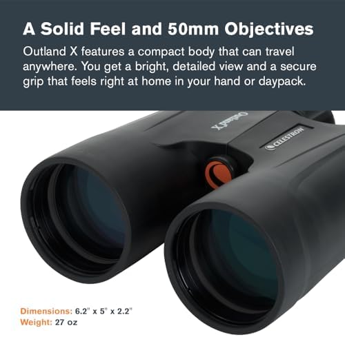 Celestron – Outland X 10x50 Binoculars – Waterproof & Fogproof – Binoculars for Adults – Multi-Coated Optics and BaK-4 Prisms – Protective Rubber Armoring, Black