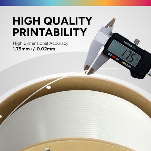 OVERTURE PLA Filament 1.75mm, Neatly Wound 3D Printer Filament 3kg Spool (6.6lbs), Dimensional Accuracy +/- 0.02 mm, Fit Most FDM 3D Printers (White 3KG-1 Pack)
