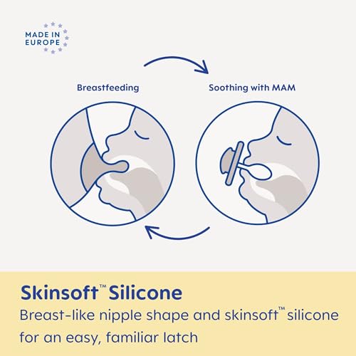 MAM Air Day & Night Baby Pacifier, for Sensitive Skin, Glows in The Dark, 16+ Months, Baby Boy, 4 Count