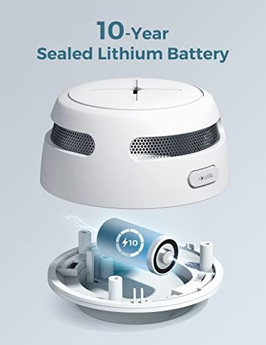 AEGISLINK Smoke Alarm 10-Year Battery with Test/Silence Button, Fire Alarm with Photoelectric Sensor, Low Battery Warning, S500 (Independent, 6-Pack)