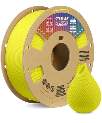 OVERTURE PLA Filament 1.75mm, Neatly Wound 3D Printer Filament 1kg Spool (2.2lbs), Dimensional Accuracy +/- 0.02 mm, Fit Most FDM 3D Printers (Highlight Yellow)