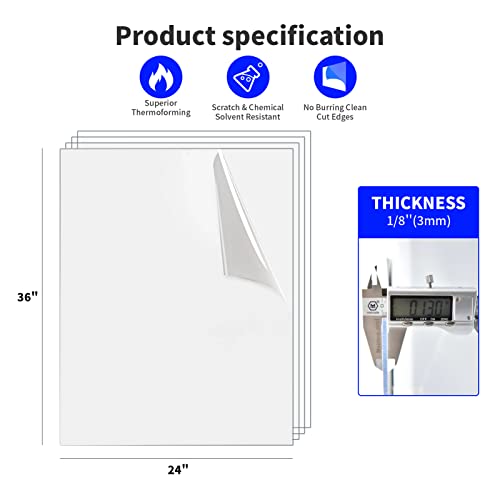 Art3d (2 Pack) 1/8" Thick Plexiglass Sheets - 36" x 24" PET Clear Acrylic Sheets for Art Design, Craft Projects, Signs, DIY in Home, Wedding, Festival, Party, Office and More